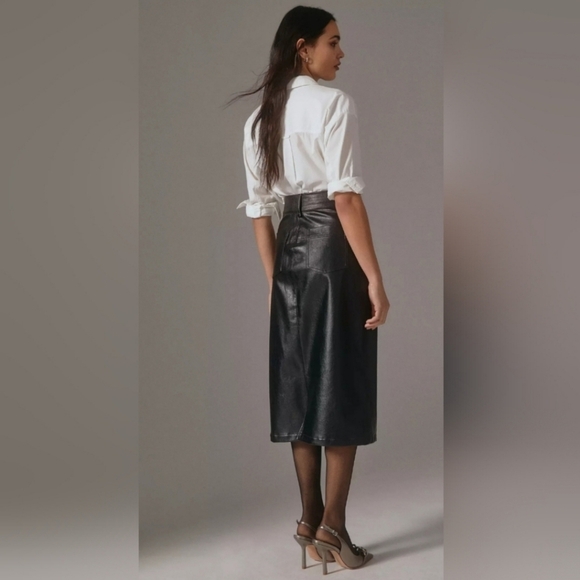 Pilcro Faux Leather Moto Midi Skirt (size 12) - Picture 4 of 11